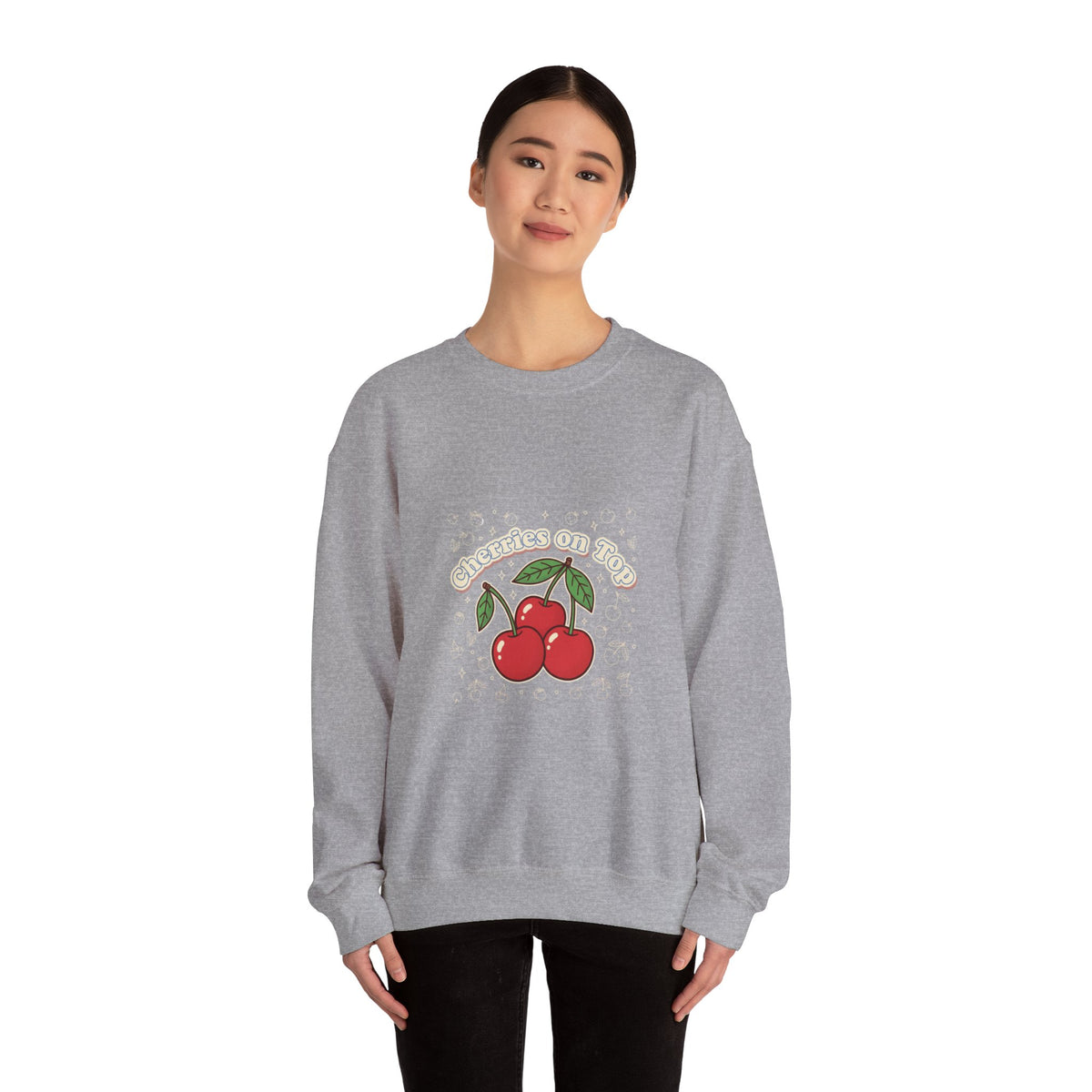Cherries on Top Crewneck Sweatshirt | vintage cherry design, kawaii fruit graphic