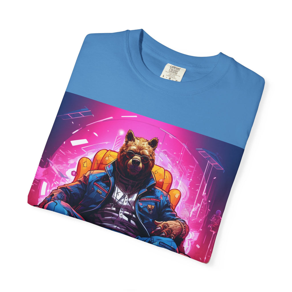 Bear Boss Graphic T-Shirt — Neon Cyberpunk Streetwear