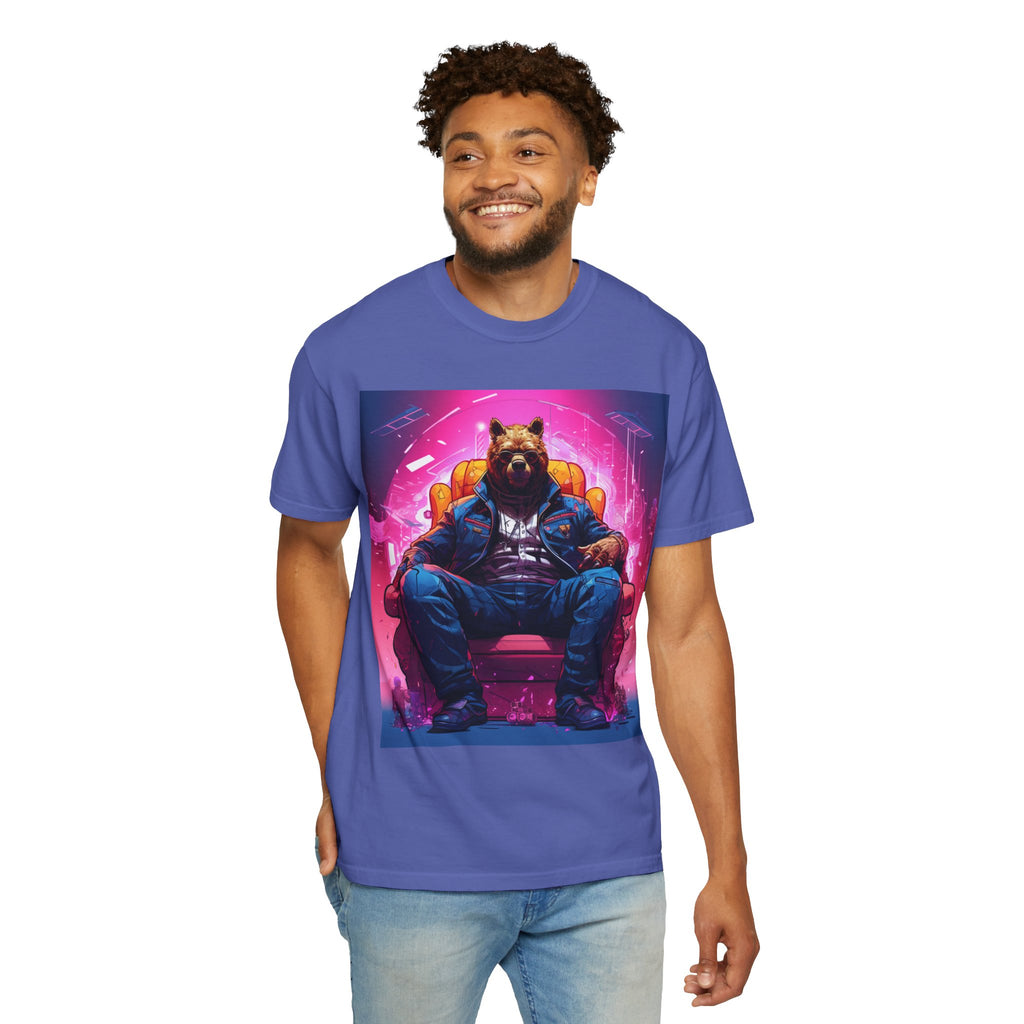 Bear Boss Graphic T-Shirt — Neon Cyberpunk Streetwear