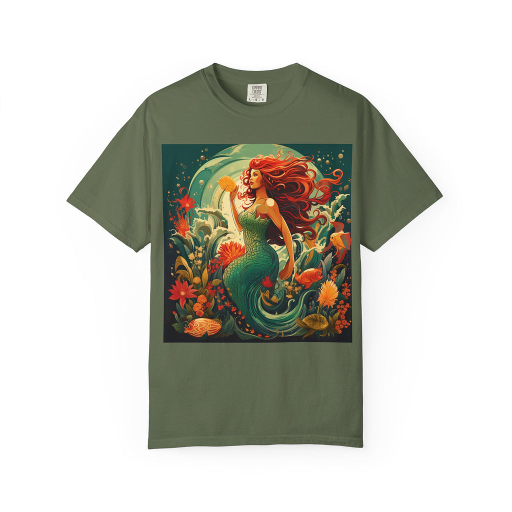 Mermaid Fantasy T-Shirt — Redhead Sea Siren Illustration