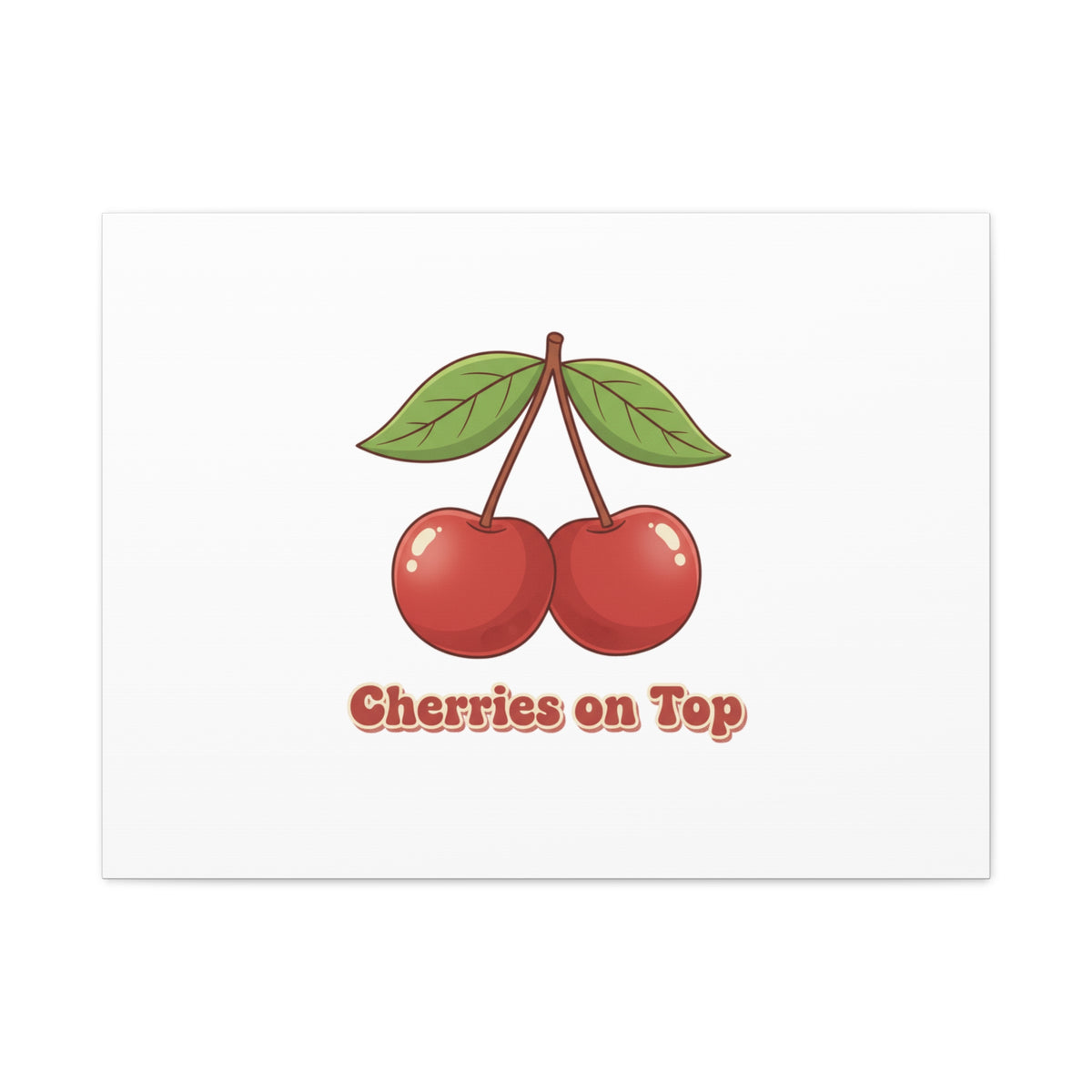 Cherry Illustration Canvas, vintage cherry fruit motif | kawaii retro wall art