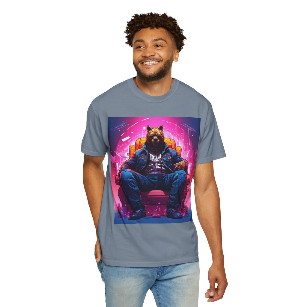 Bear Boss Graphic T-Shirt — Neon Cyberpunk Streetwear