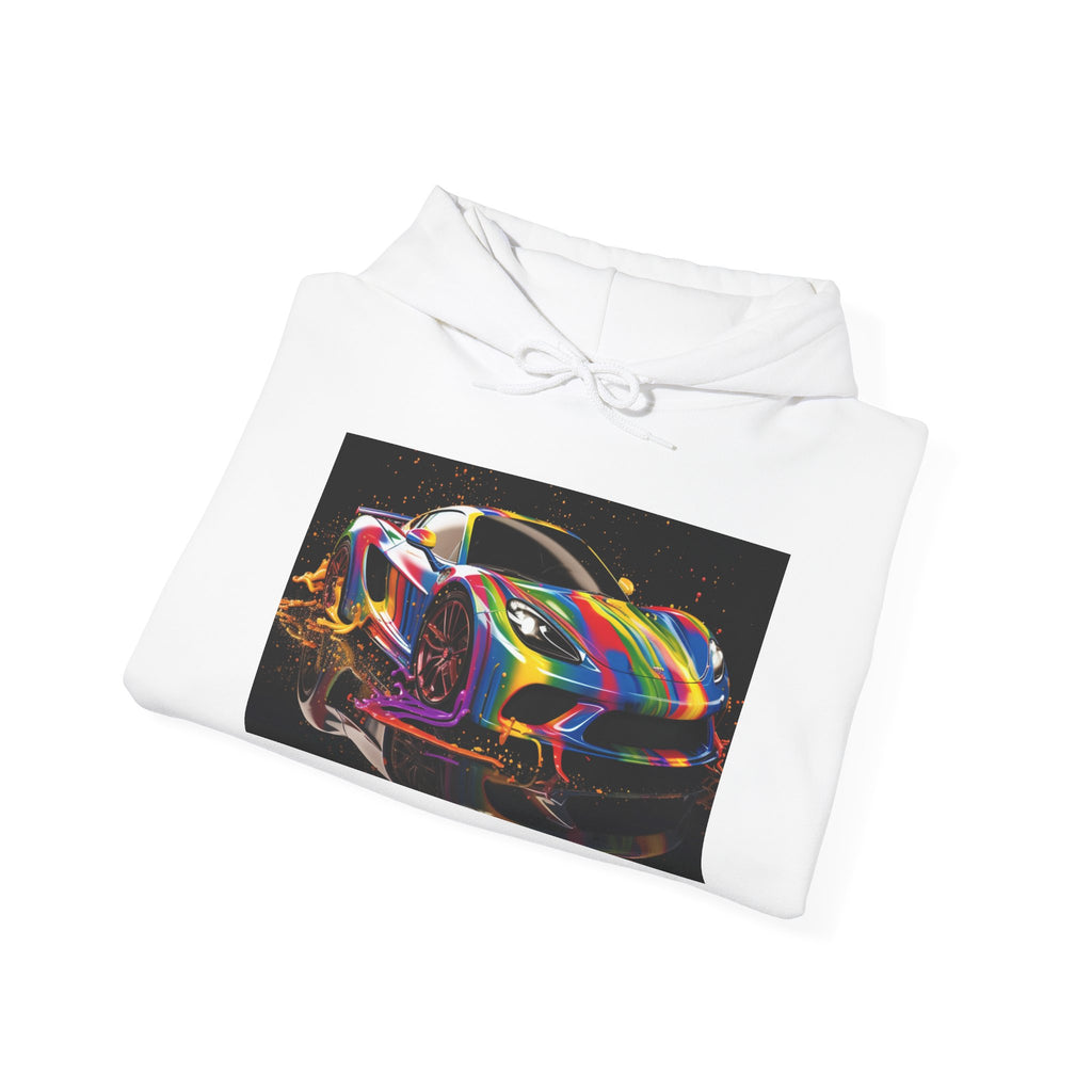 Rainbow Sports Car Hoodie — Colorful Luxury Supercar Graphic Sweatshirt