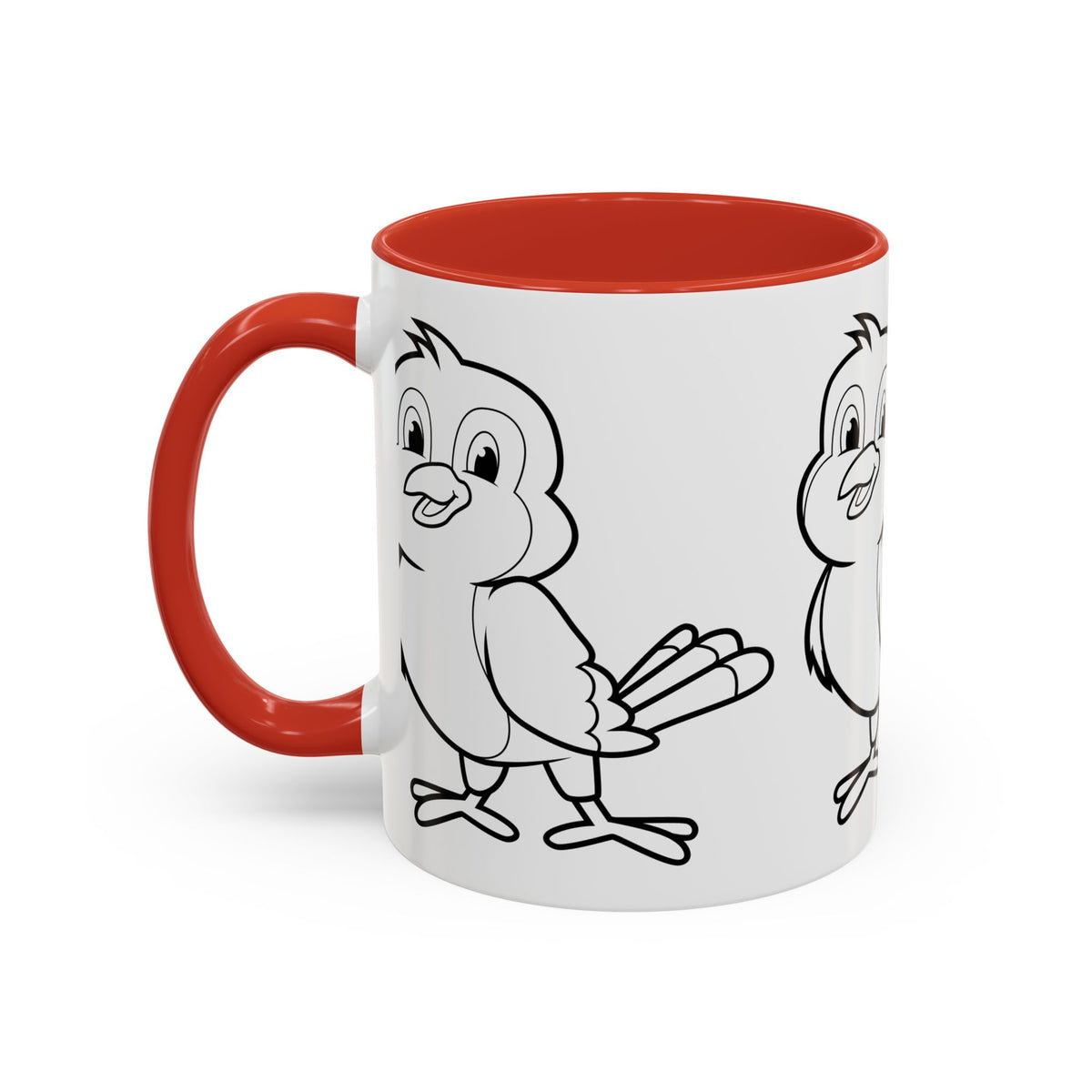 Bird Coloring Accent Coffee Mug — Cute Outline Chick Design (11/15 oz)