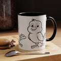 Bird Coloring Accent Coffee Mug — Cute Outline Chick Design (11/15 oz)