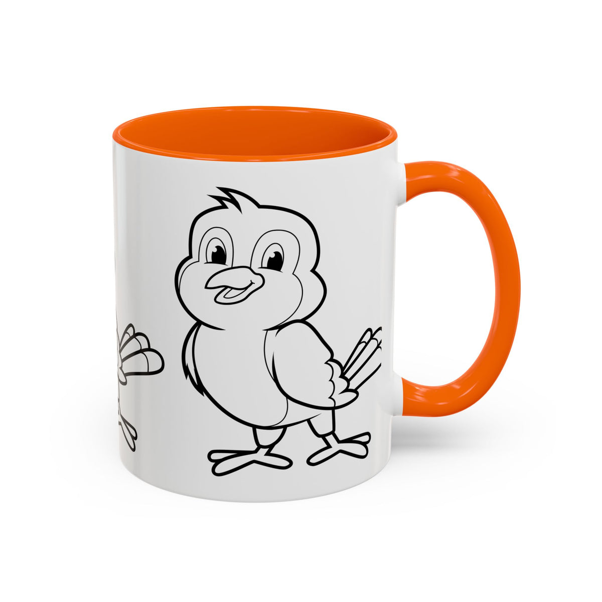 Bird Coloring Accent Coffee Mug — Cute Outline Chick Design (11/15 oz)
