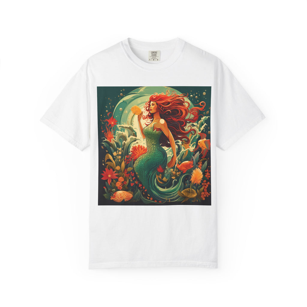 Mermaid Fantasy T-Shirt — Redhead Sea Siren Illustration