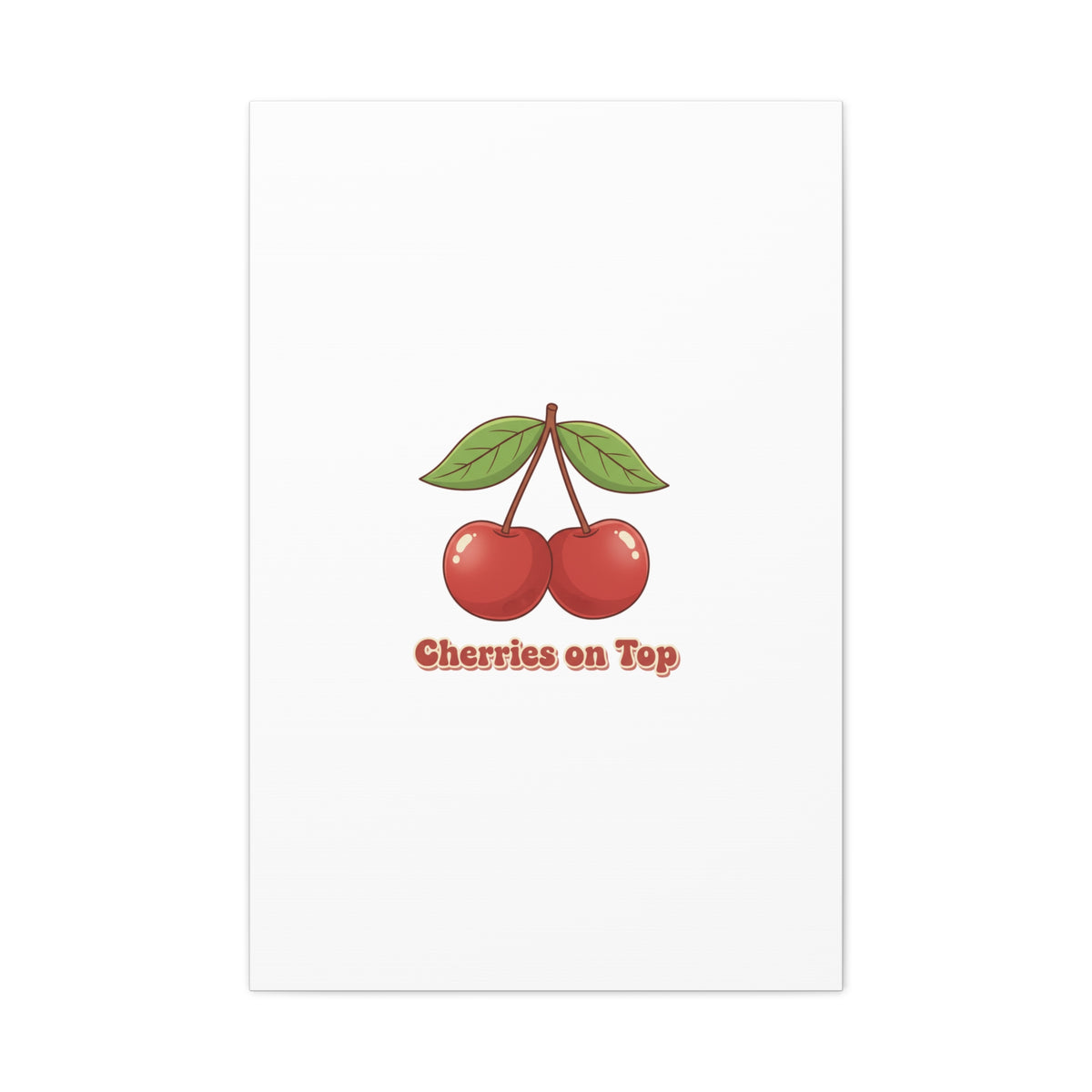 Cherry Illustration Canvas, vintage cherry fruit motif | kawaii retro wall art