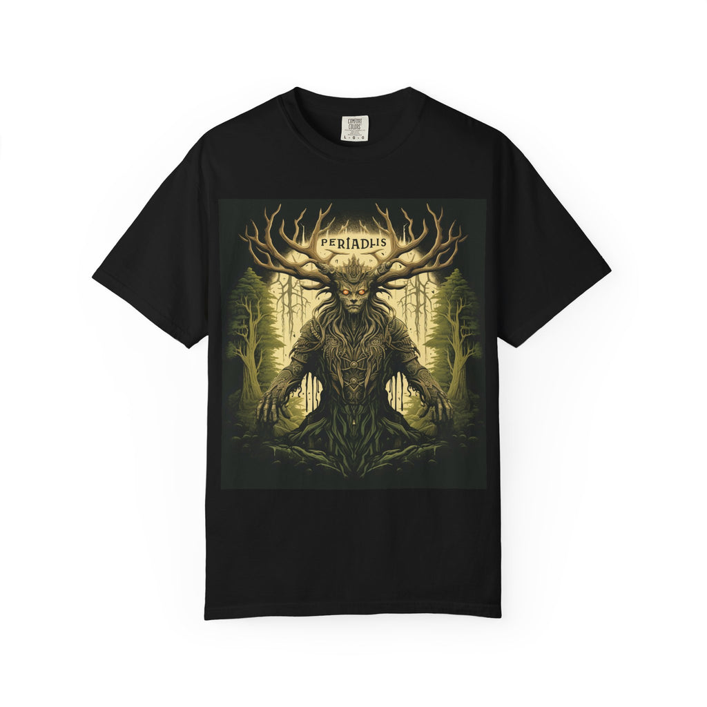 Stag God Forest T-Shirt — 'Periadius' Dark Mythic Woodland Tee