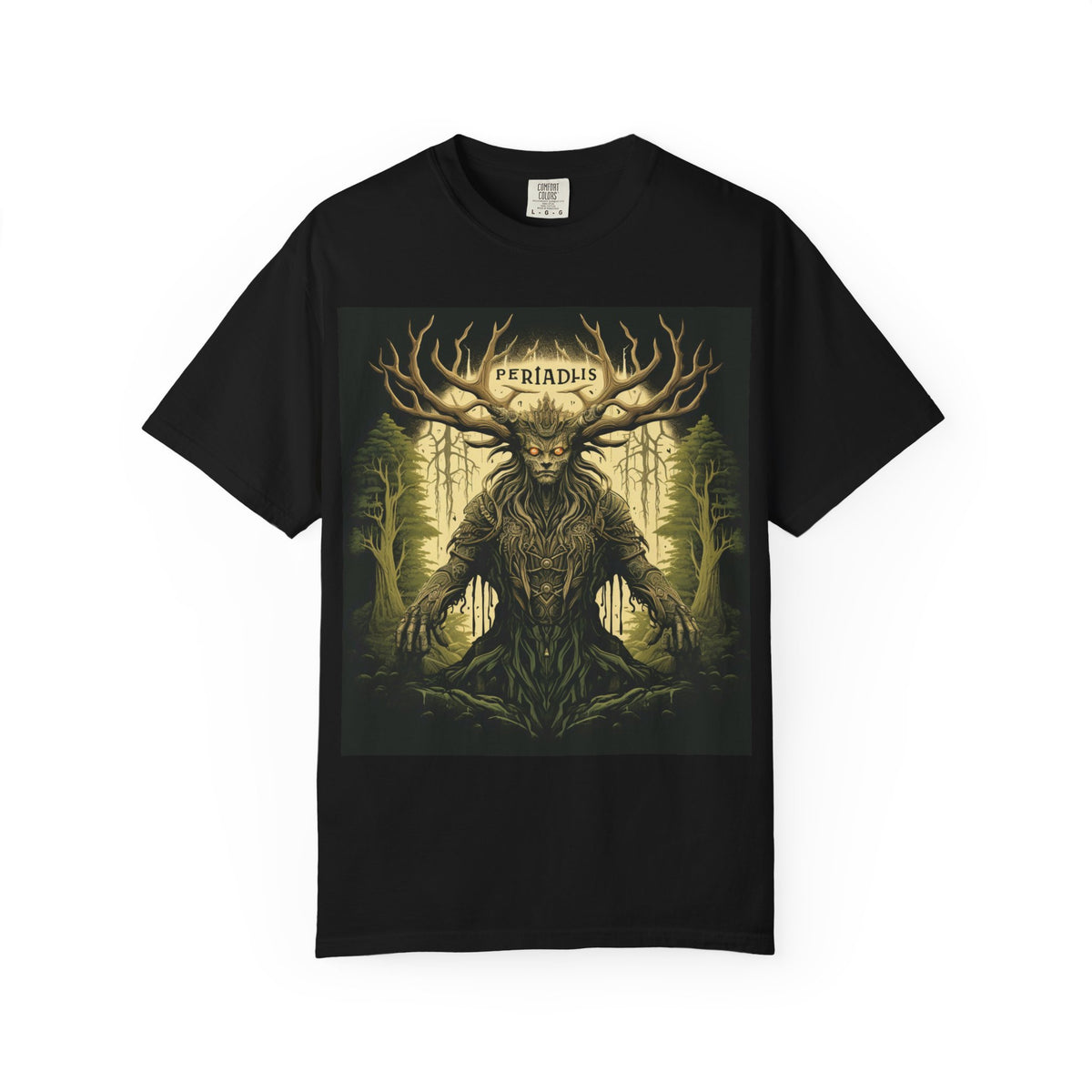 Stag God Forest T-Shirt — 'Periadius' Dark Mythic Woodland Tee