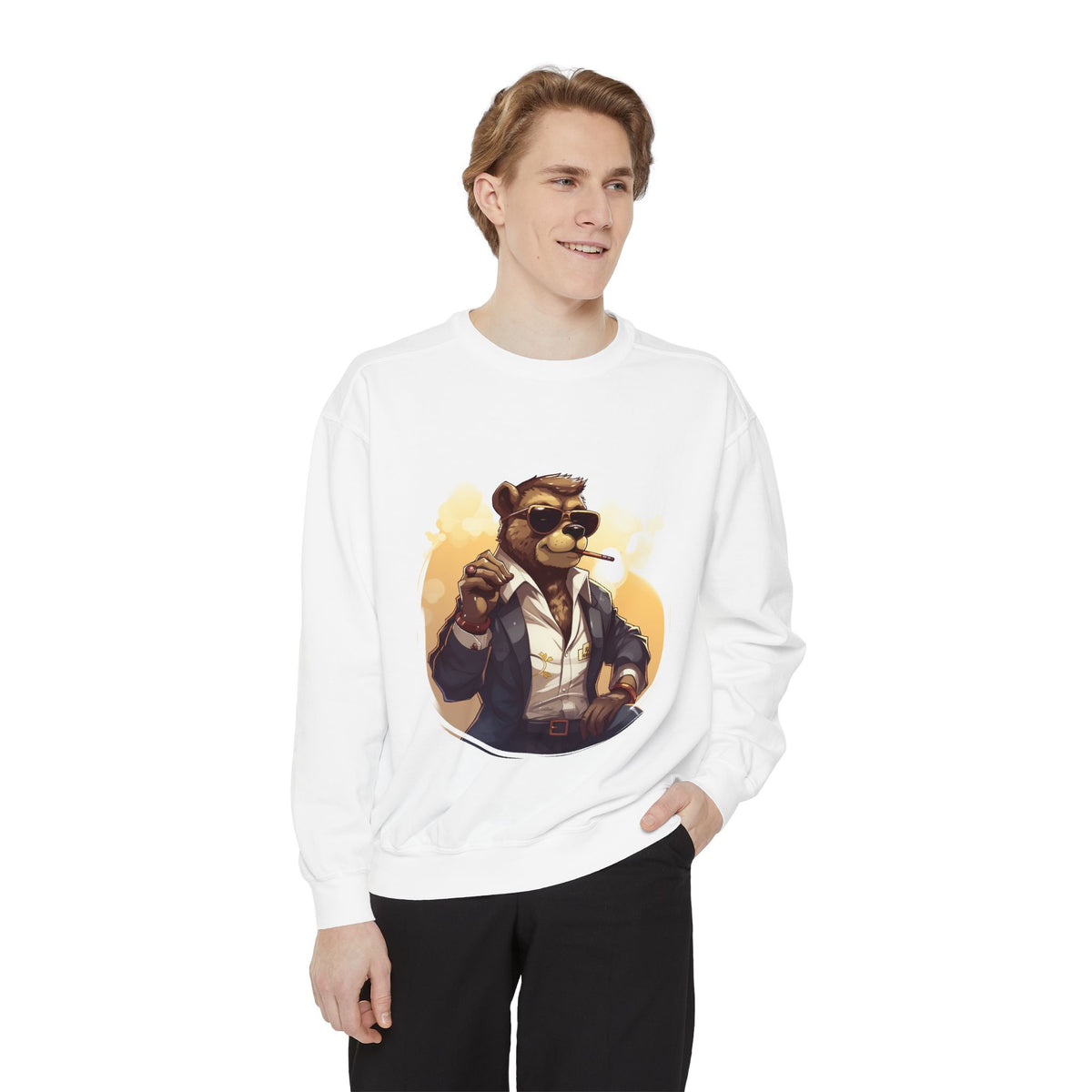 Bear Detective Sweatshirt — Vintage Noir Animal Graphic Pullover