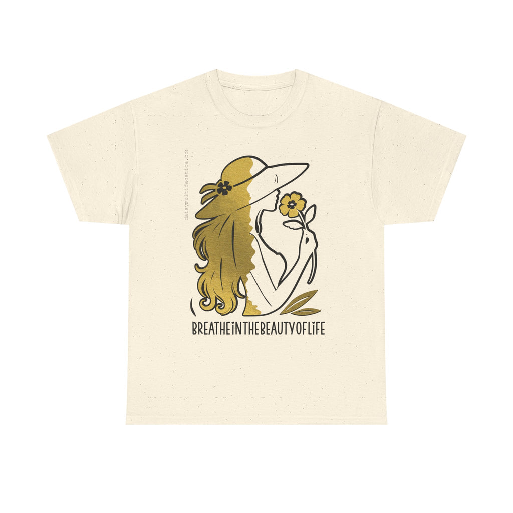 Women’s Floral Mindfulness Tee — “Breathe in the Beauty of Life” Graphic Shirt