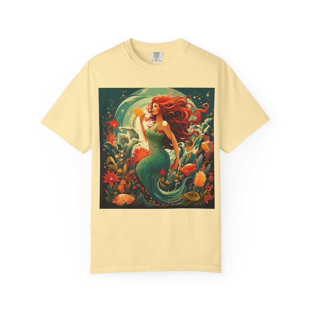 Mermaid Fantasy T-Shirt — Redhead Sea Siren Illustration
