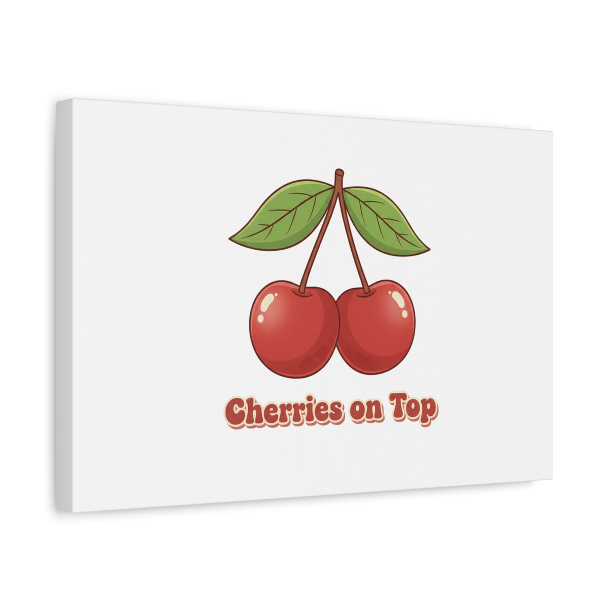 Cherry Illustration Canvas, vintage cherry fruit motif | kawaii retro wall art