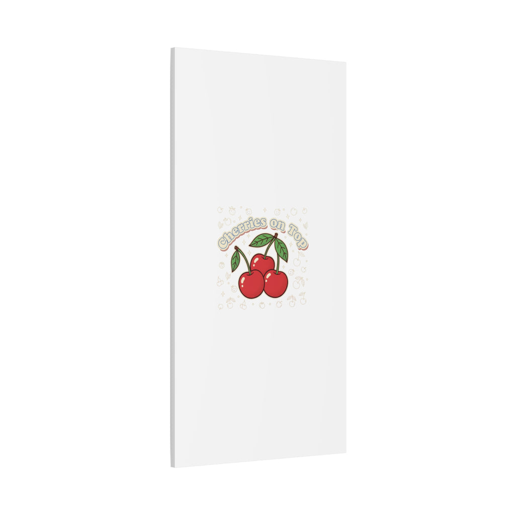 Cherries on Top Canvas | Retro Kawaii Fruit Print, Cherry Wall Art