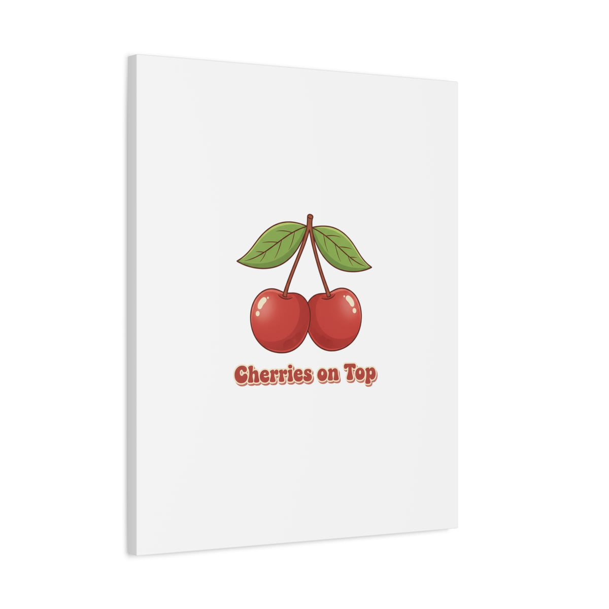 Cherry Illustration Canvas, vintage cherry fruit motif | kawaii retro wall art