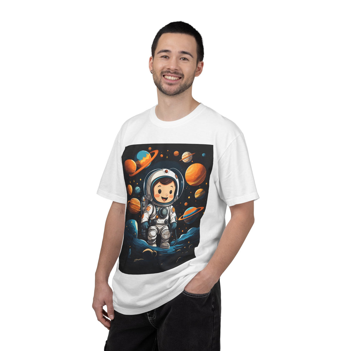 Cute Astronaut Space T-Shirt — Cartoon Planets Graphic Tee