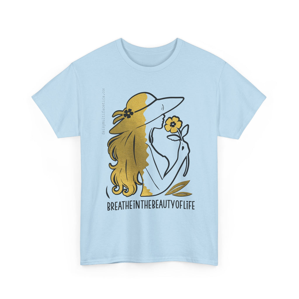 Women’s Floral Mindfulness Tee — “Breathe in the Beauty of Life” Graphic Shirt