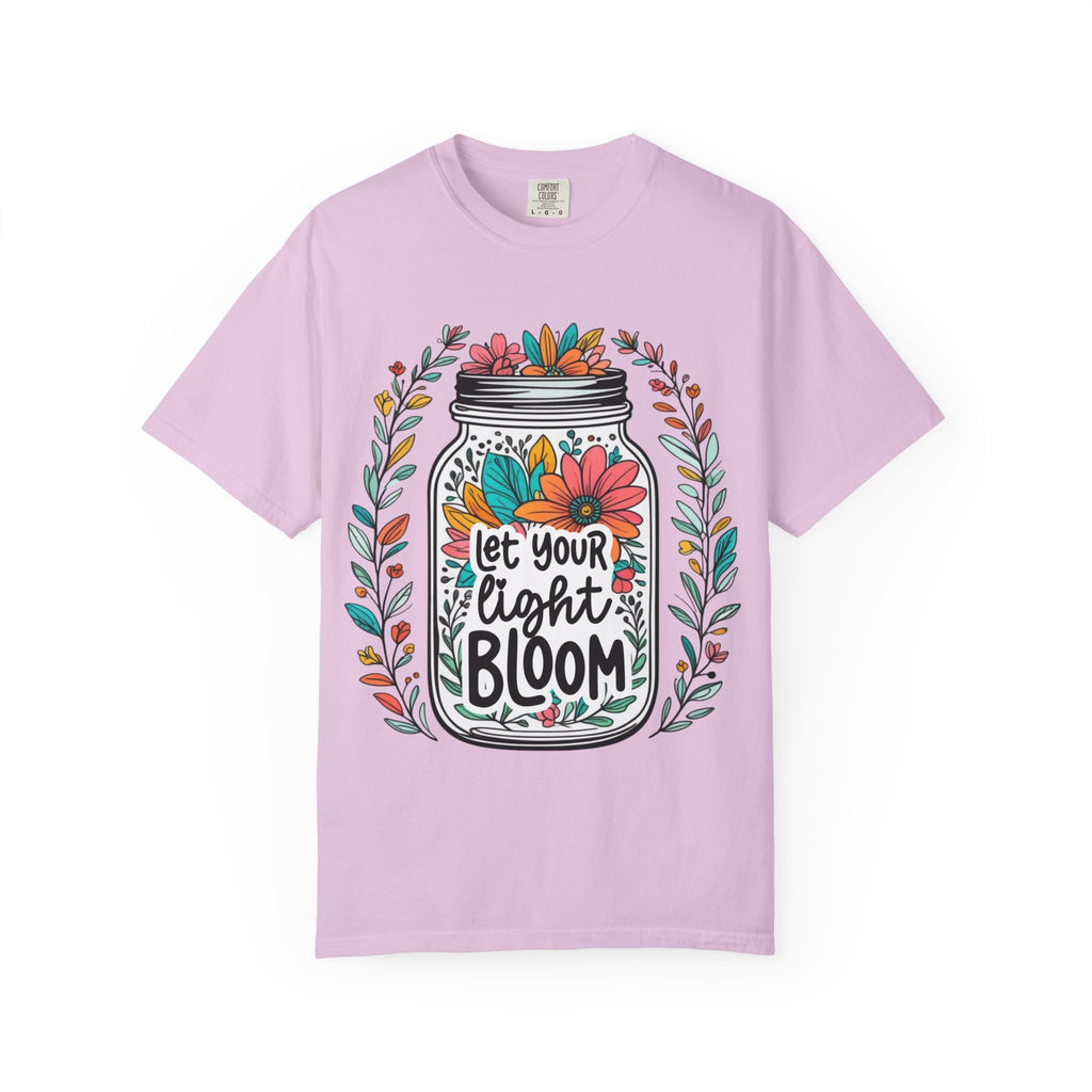 Let Your Light Bloom T-Shirt — Floral Mason Jar Inspirational Tee