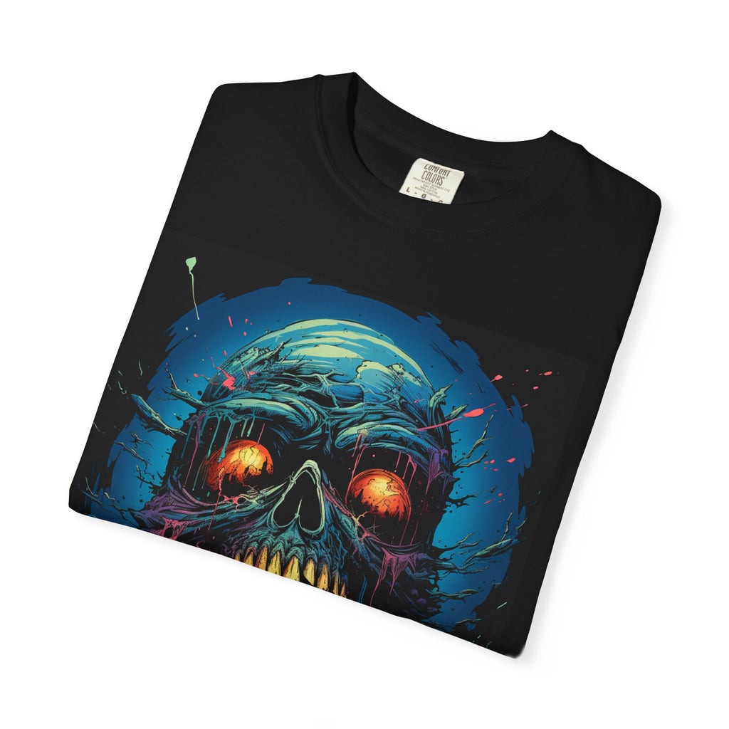 Horror Skull T-Shirt — Glowing Zombie Skull Graphic Tee for Halloween
