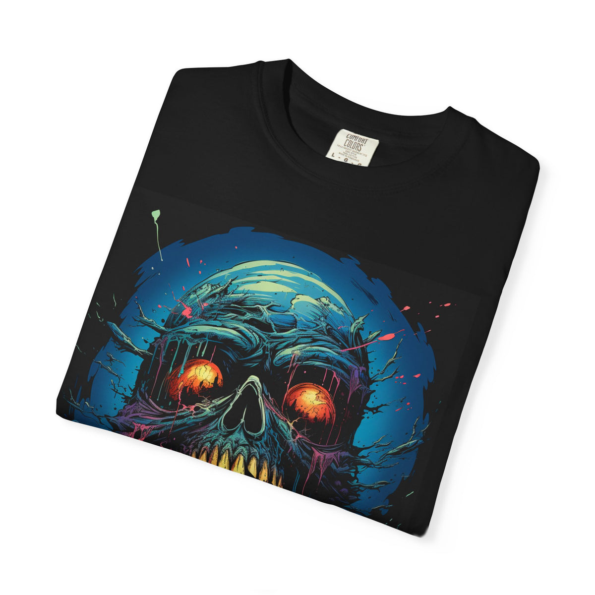Horror Skull T-Shirt — Glowing Zombie Skull Graphic Tee for Halloween