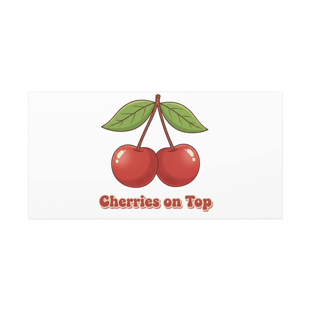 Cherry Illustration Canvas, vintage cherry fruit motif | kawaii retro wall art