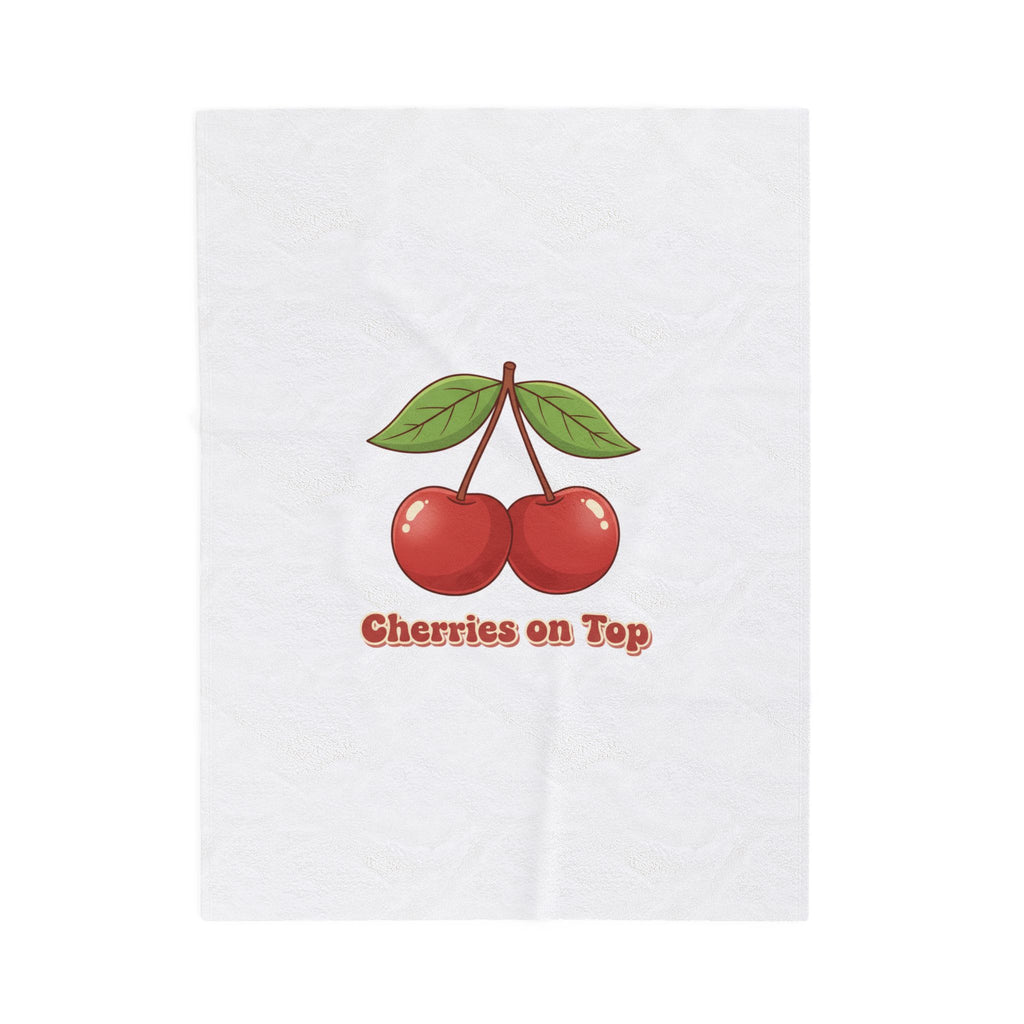 Cherries on Top Plush Blanket | Retro Kawaii Fruit Design
