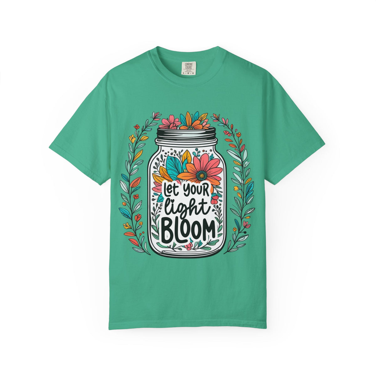 Let Your Light Bloom T-Shirt — Floral Mason Jar Inspirational Tee