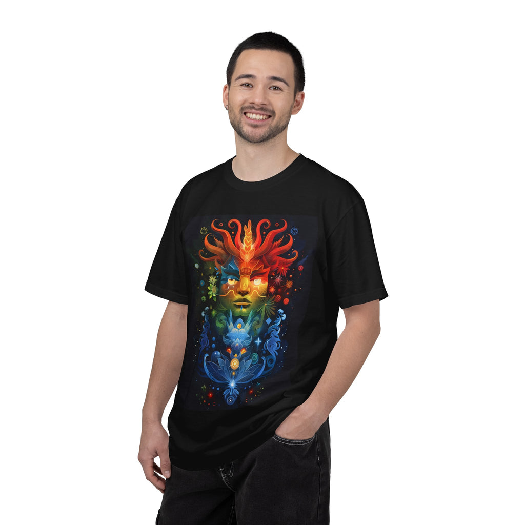 Psychedelic Elemental Face Art T-Shirt — Fire & Water Spiritual Graphic Tee
