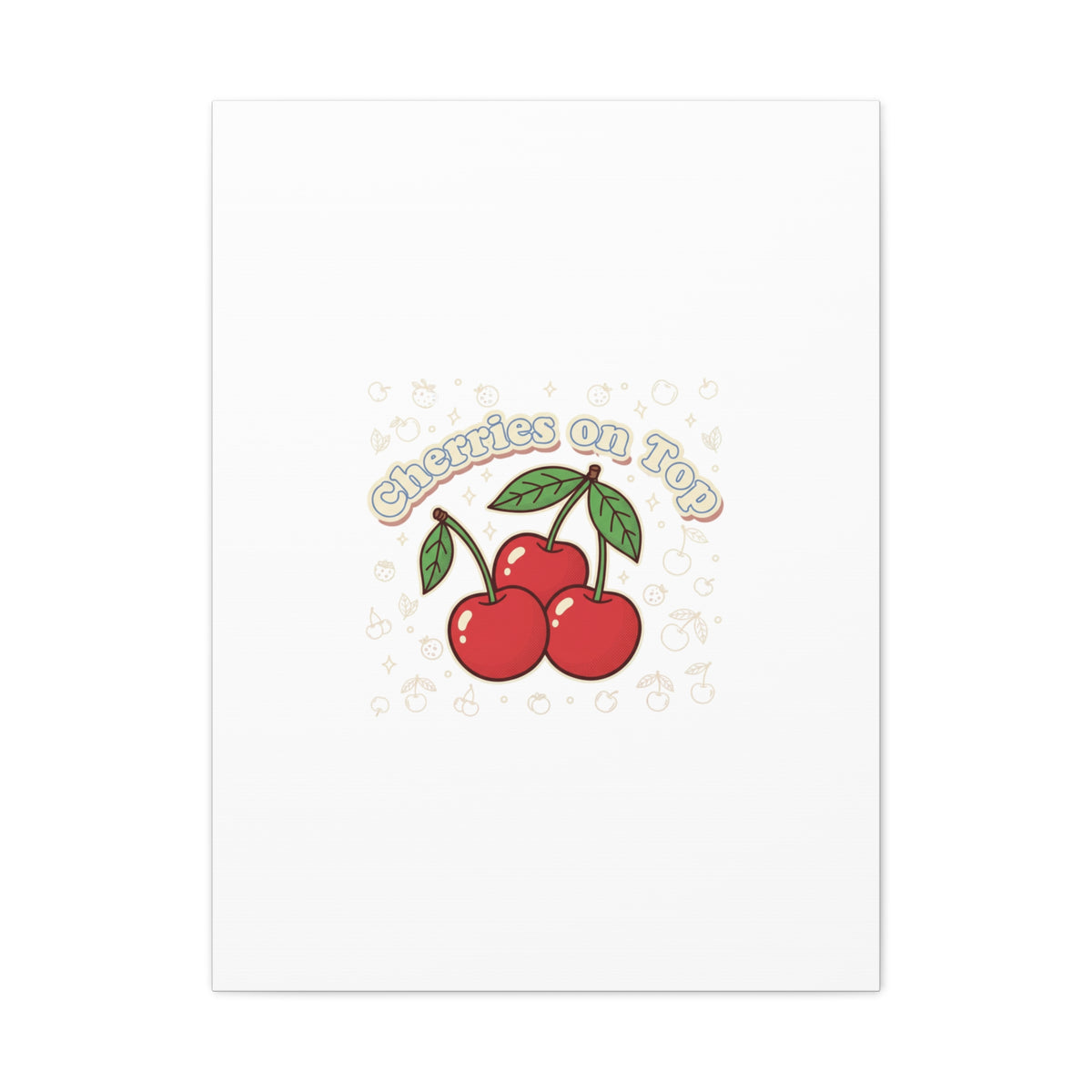 Cherries on Top Canvas | Retro Kawaii Fruit Print, Cherry Wall Art