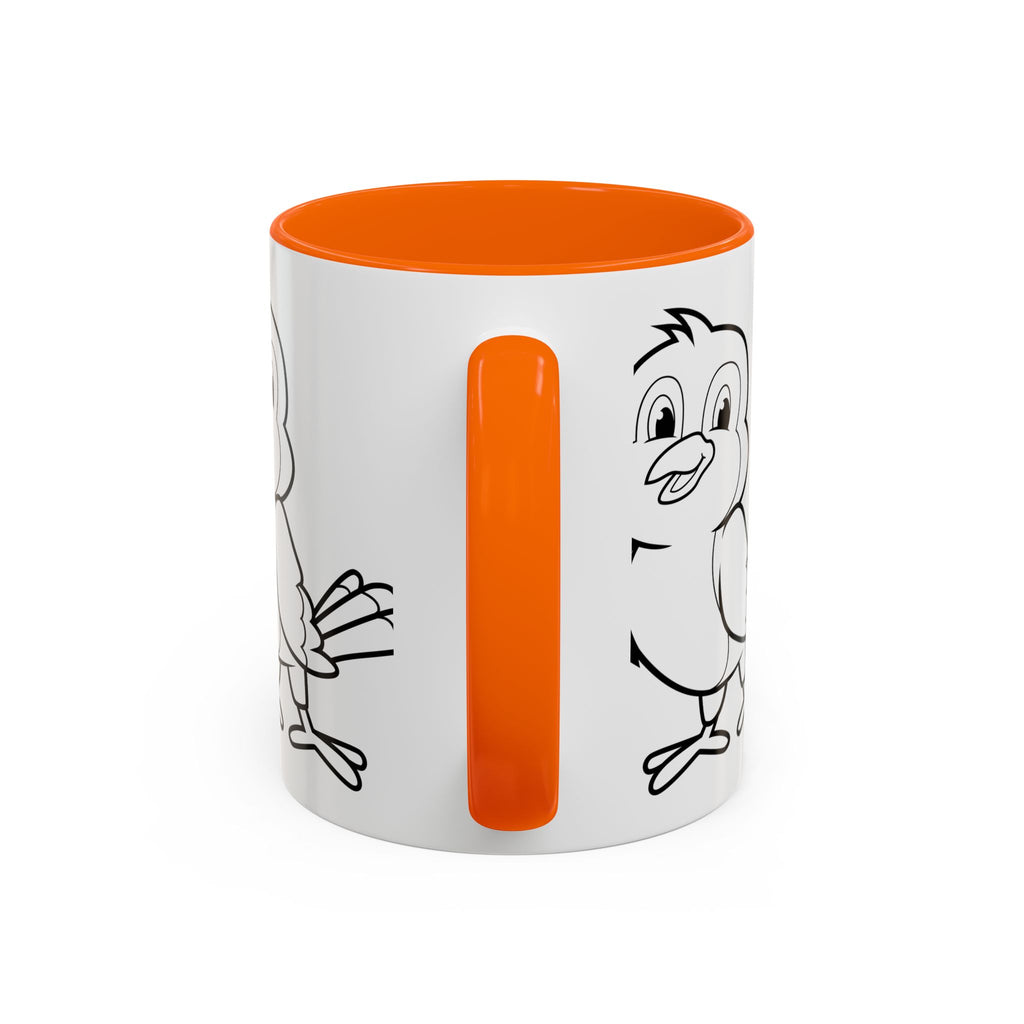 Bird Coloring Accent Coffee Mug — Cute Outline Chick Design (11/15 oz)