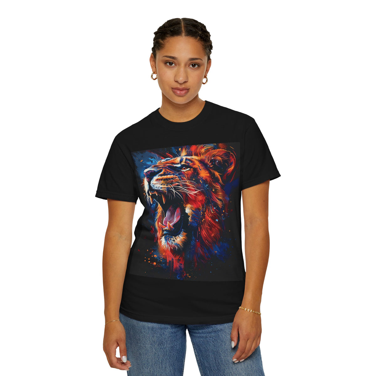 Roaring Lion Graphic T-Shirt — Vibrant Colorful Pride Tee