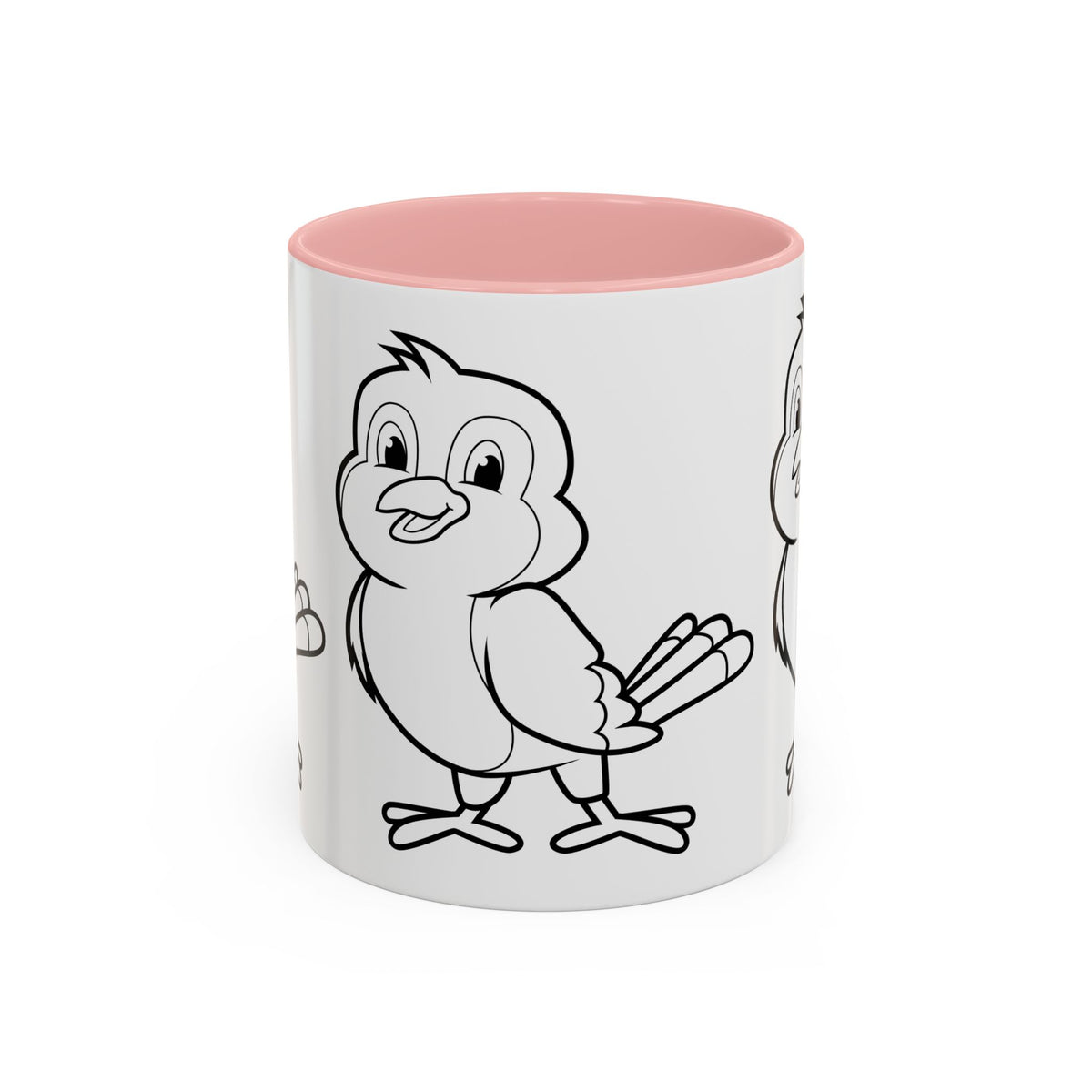 Bird Coloring Accent Coffee Mug — Cute Outline Chick Design (11/15 oz)