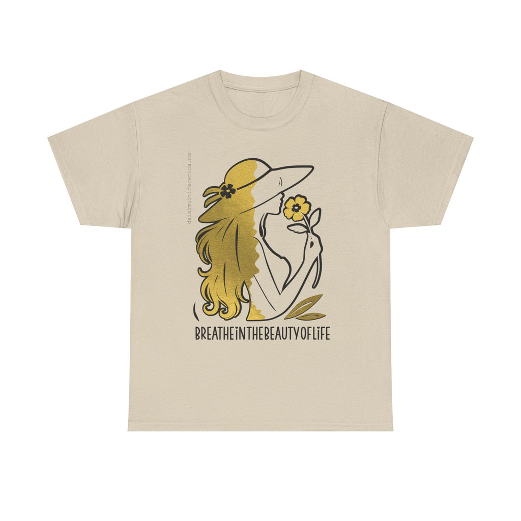 Women’s Floral Mindfulness Tee — “Breathe in the Beauty of Life” Graphic Shirt