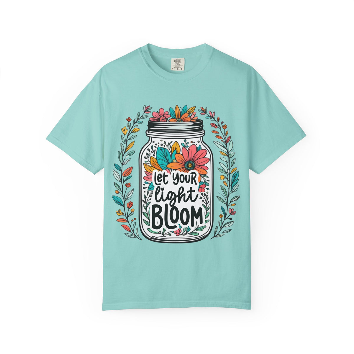 Let Your Light Bloom T-Shirt — Floral Mason Jar Inspirational Tee