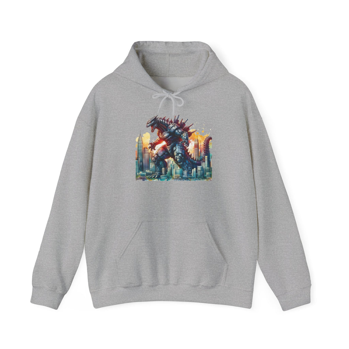 Godzilla Cityscape Hoodie – Retro Monster Graphic Pullover