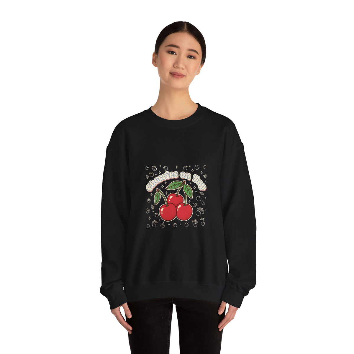 Cherries on Top Crewneck Sweatshirt | vintage cherry design, kawaii fruit graphic