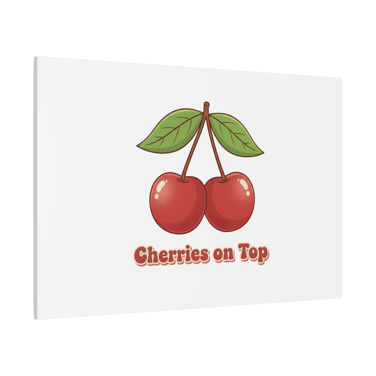 Cherry Illustration Canvas, vintage cherry fruit motif | kawaii retro wall art