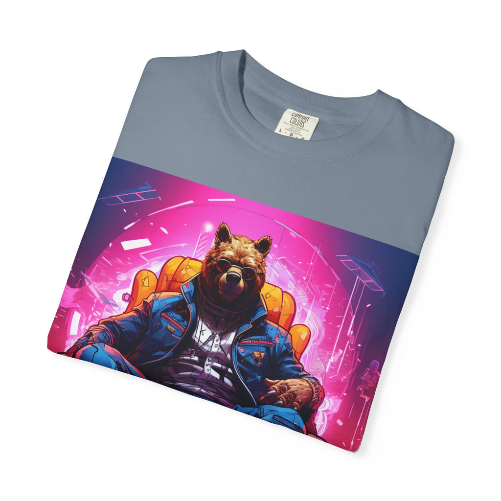 Bear Boss Graphic T-Shirt — Neon Cyberpunk Streetwear