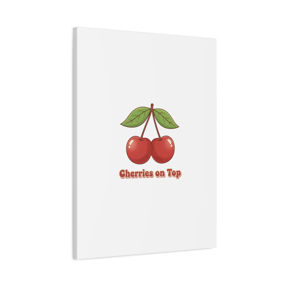 Cherry Illustration Canvas, vintage cherry fruit motif | kawaii retro wall art