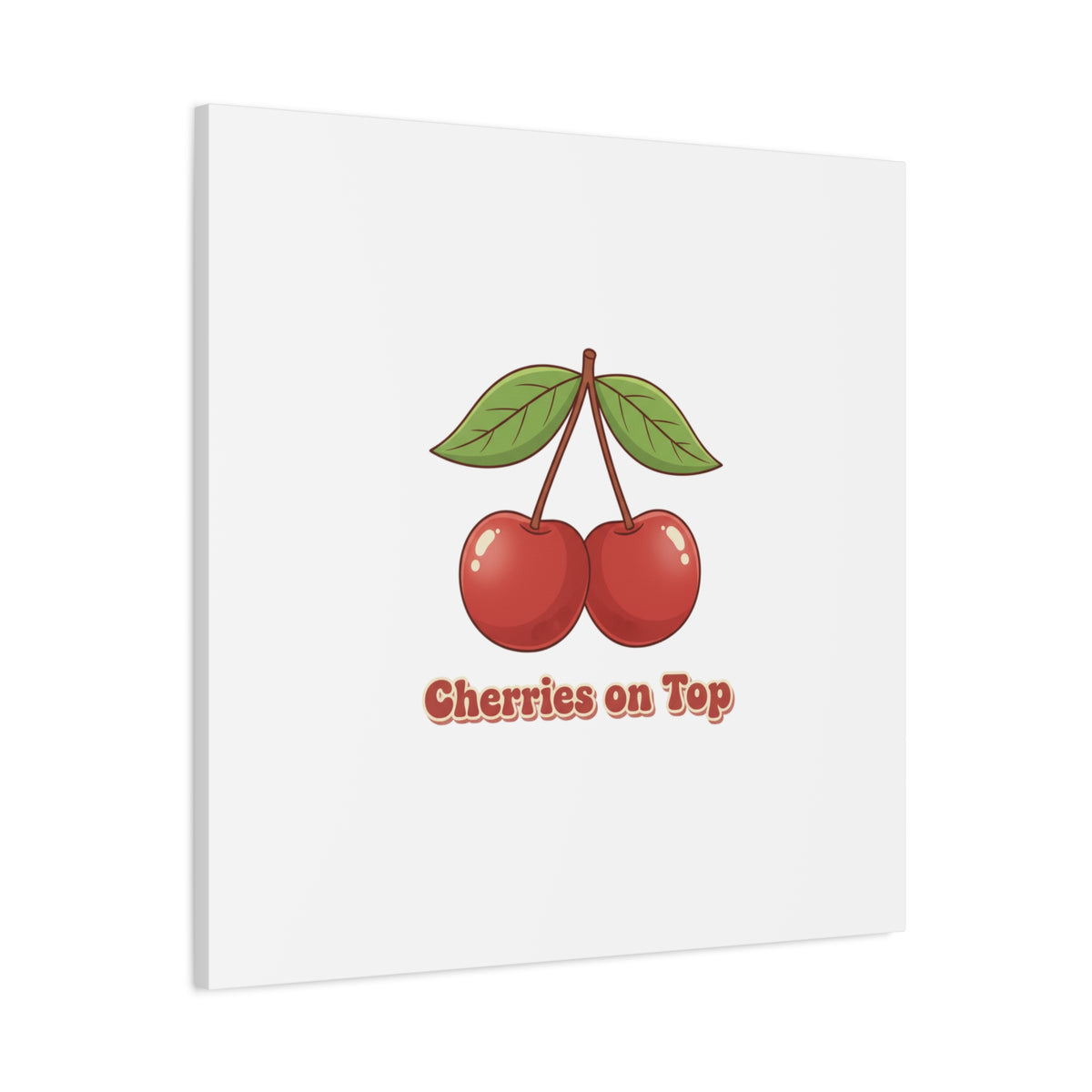 Cherry Illustration Canvas, vintage cherry fruit motif | kawaii retro wall art
