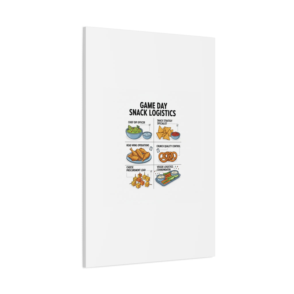 Game Day Snack Logistics Canvas, Dip Strategist Poster | Game Day Blueprint