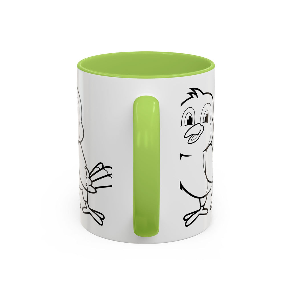 Bird Coloring Accent Coffee Mug — Cute Outline Chick Design (11/15 oz)