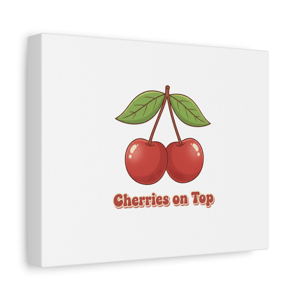 Cherry Illustration Canvas, vintage cherry fruit motif | kawaii retro wall art