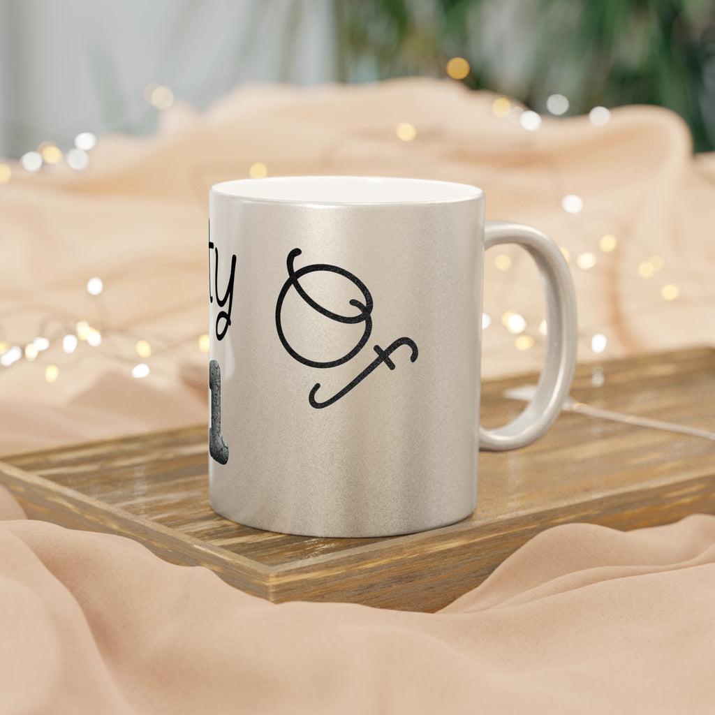 Metallic Party Girl Mug — Silver/Gold Sparkle Coffee Cup