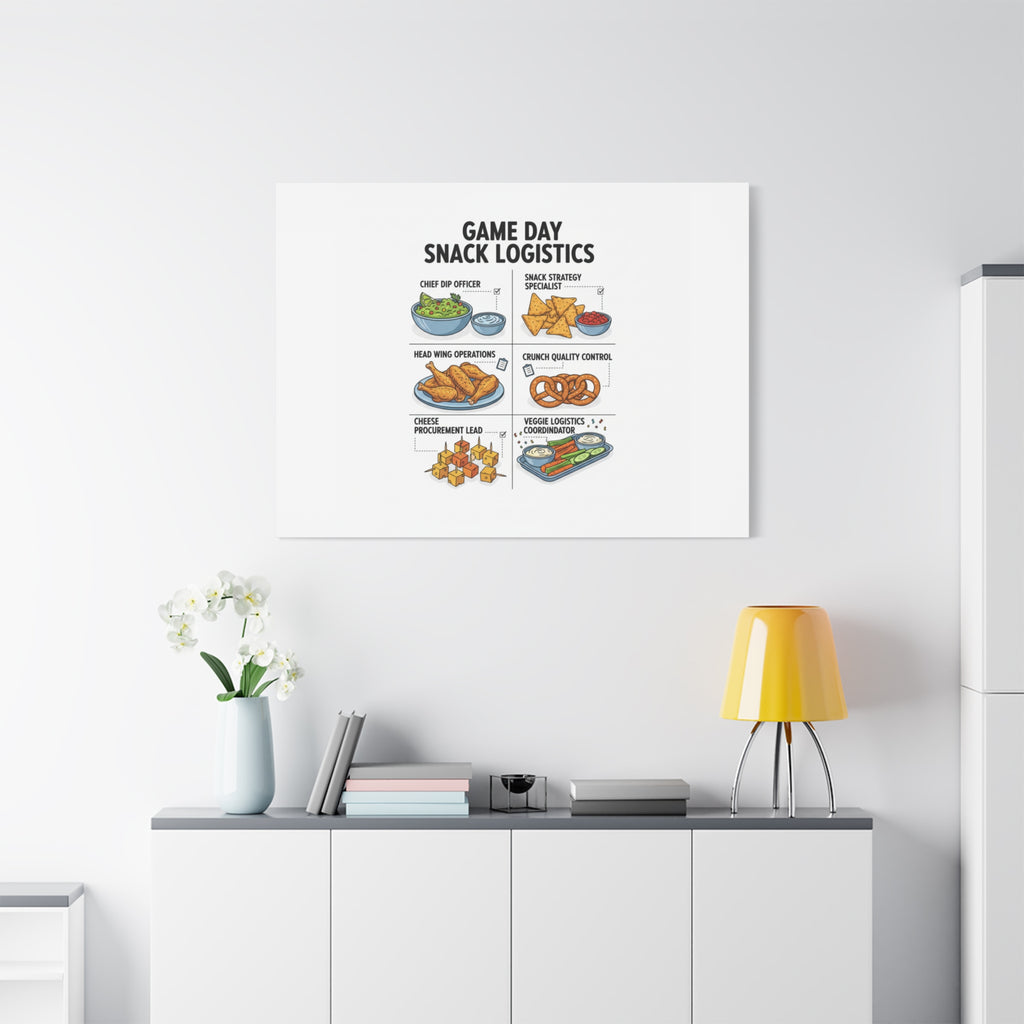 Game Day Snack Logistics Canvas, Dip Strategist Poster | Game Day Blueprint