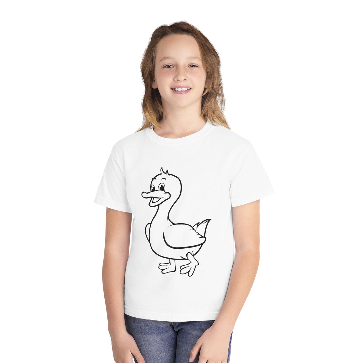 Kids Duck T-Shirt — Cute Cartoon Duck Outline Tee for Boys & Girls