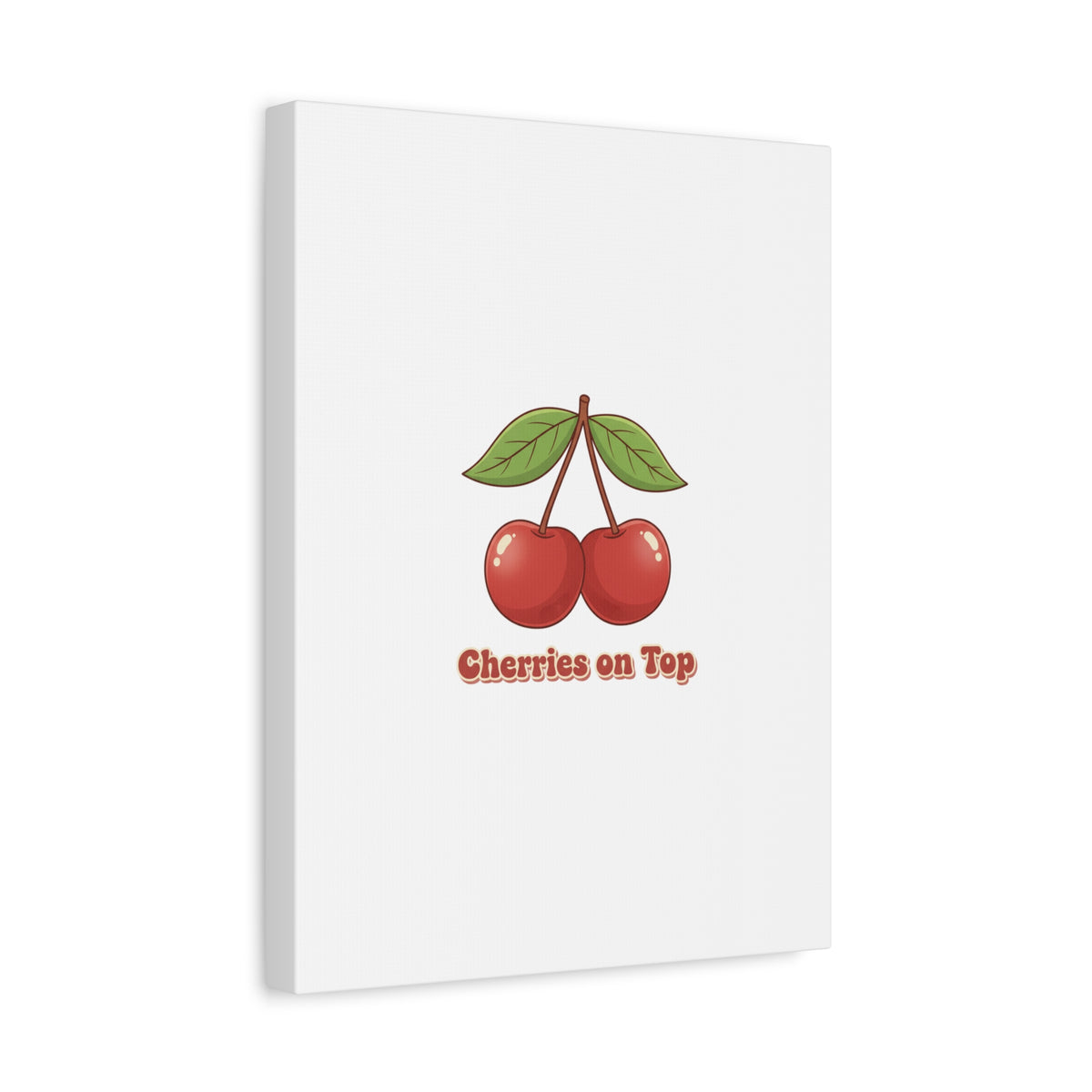 Cherry Illustration Canvas, vintage cherry fruit motif | kawaii retro wall art