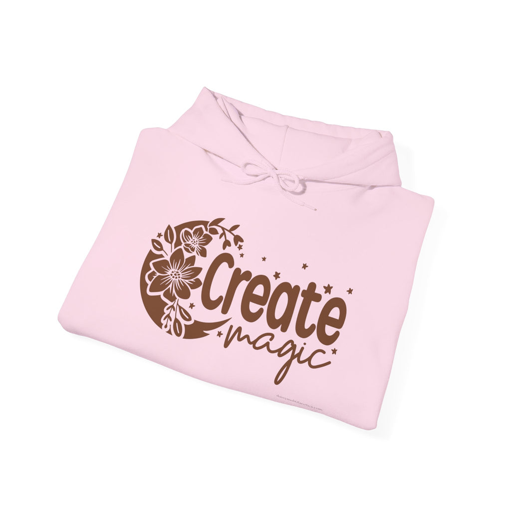 Create Magic Hoodie — Inspirational Floral Graphic Hooded Sweatshirt