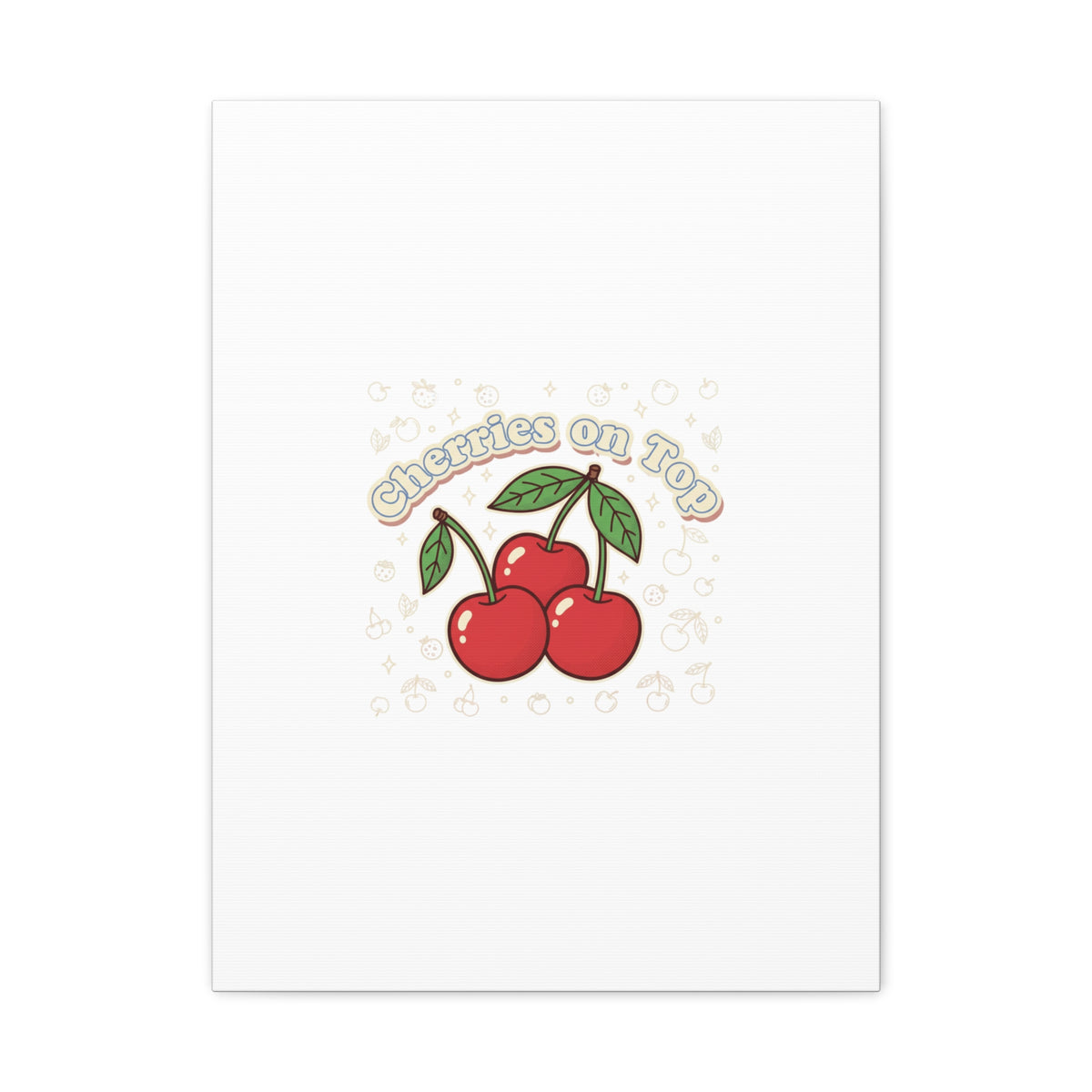 Cherries on Top Canvas | Retro Kawaii Fruit Print, Cherry Wall Art